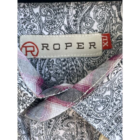 Roper Men's Western button down black/white paisley XL - Picture 4 of 5